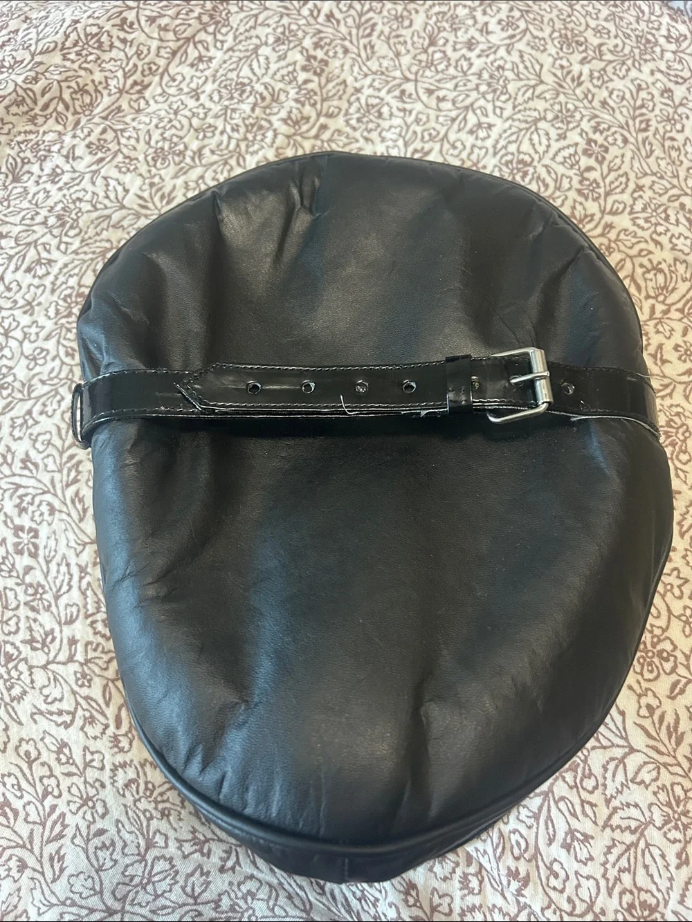 Black leather biker hat